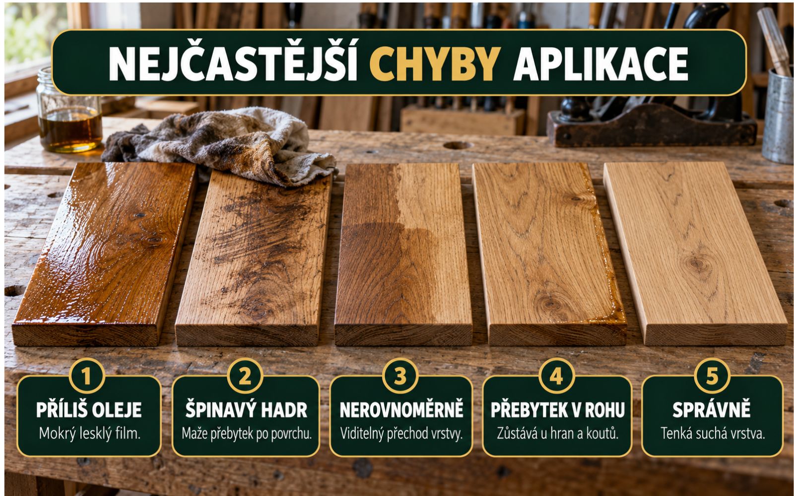 Nejčastější chyby aplikace při aplikaci Oil Plus 2C